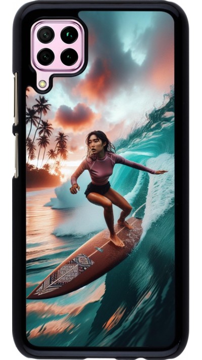 Huawei P40 Lite Case Hülle - Surferin aus Bali