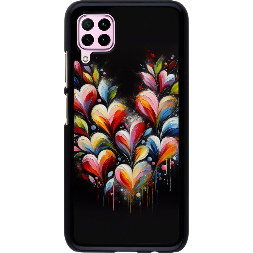 Coque Huawei P40 Lite - Valentine 2024 Coeur Noir Abstrait