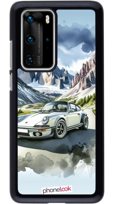 Coque Huawei P40 Pro - Porsche 911 Mountain Watercolor