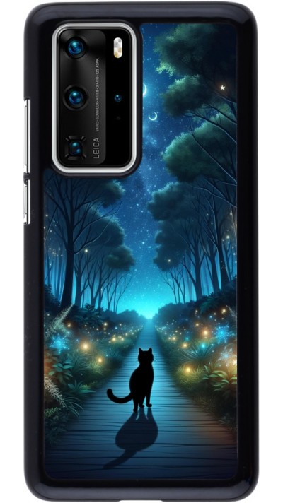 Coque Huawei P40 Pro - Chat noir promenade