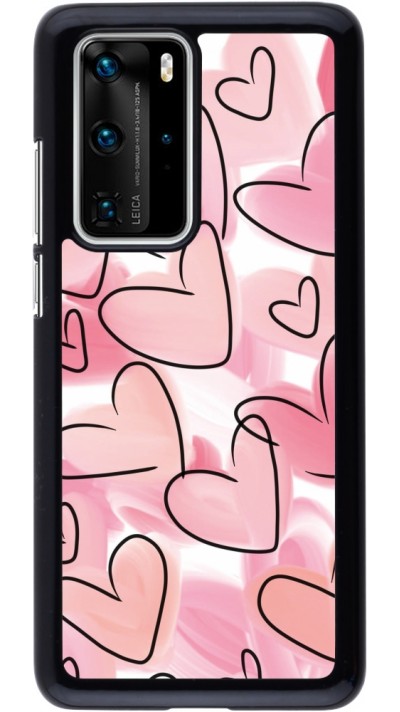 Huawei P40 Pro Case Hülle - Easter 2023 pink hearts