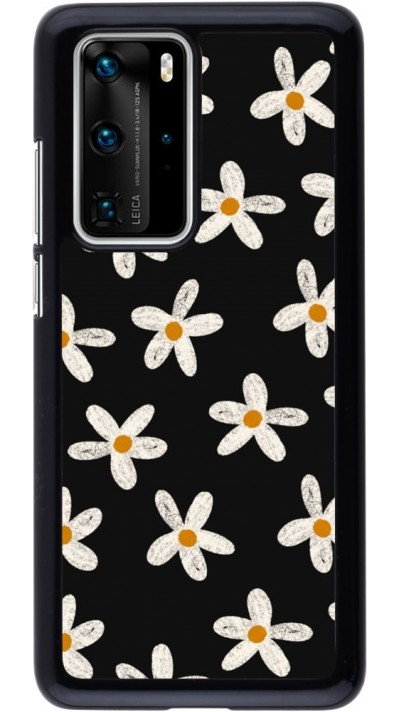 Huawei P40 Pro Case Hülle - Easter 2024 white on black flower