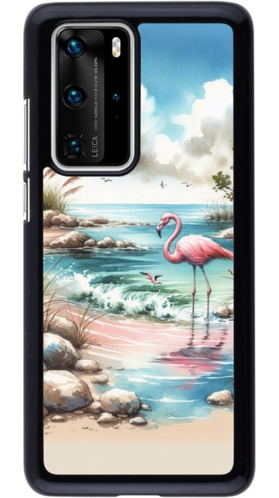 Huawei P40 Pro Case Hülle - Flamingo Aquarell