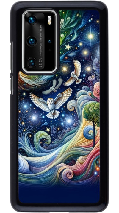 Huawei P40 Pro Case Hülle - Fliegender Blumen-Eule
