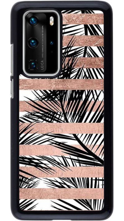 Coque Huawei P40 Pro - Palm trees gold stripes