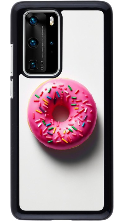 Coque Huawei P40 Pro - Weißer Hintergrund, pinker Donut