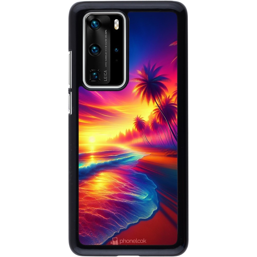 Huawei P40 Pro Case Hülle - Strand Sonnenuntergang auffällig