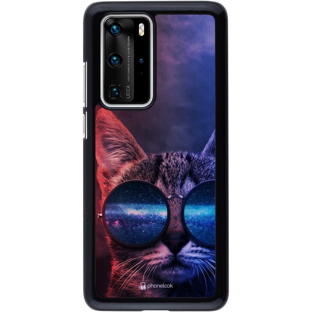 Coque Huawei P40 Pro - Red Blue Cat Glasses