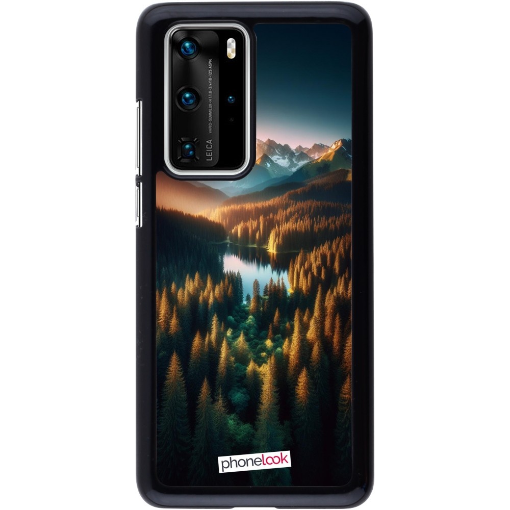 Huawei P40 Pro Case Hülle - Sonnenuntergang Waldsee