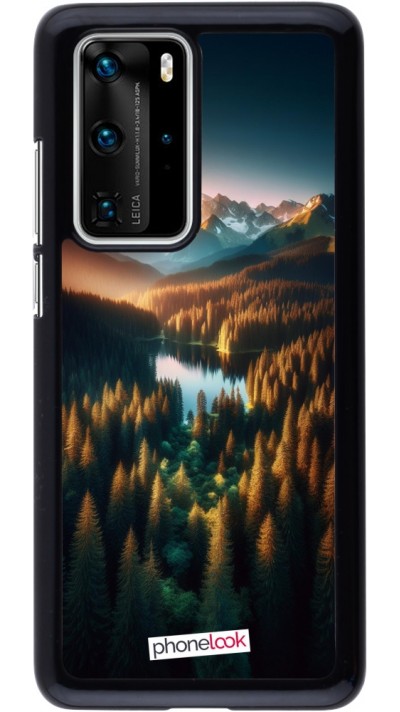 Huawei P40 Pro Case Hülle - Sonnenuntergang Waldsee