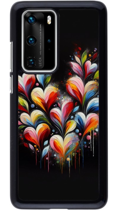 Coque Huawei P40 Pro - Valentine 2024 Coeur Noir Abstrait