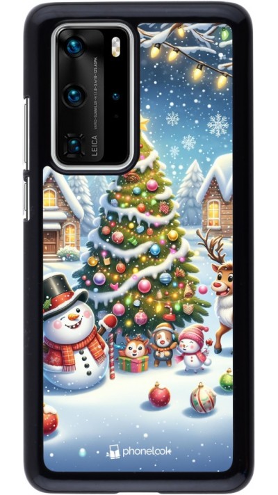 Coque Huawei P40 Pro - Noël 2023 bonhomme de neige et sapin