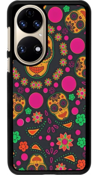 Huawei P50 Case Hülle - Halloween 22 colorful mexican skulls