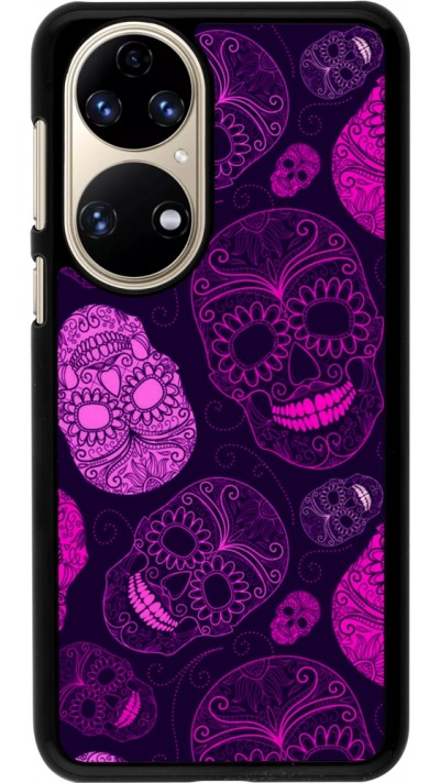 Huawei P50 Case Hülle - Halloween 2023 pink skulls
