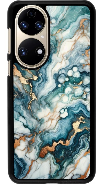 Huawei P50 Case Hülle - Grüner Blauer Goldener Marmor