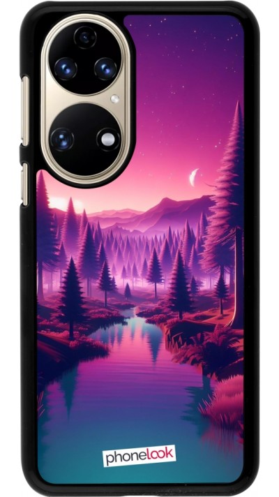 Huawei P50 Case Hülle - Lila-rosa Landschaft