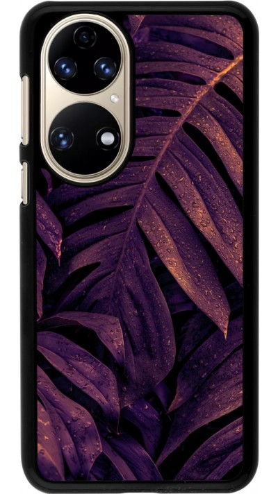 Huawei P50 Case Hülle - Purple Light Leaves