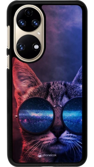 Coque Huawei P50 - Red Blue Cat Glasses