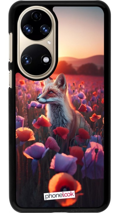 Huawei P50 Case Hülle - Purpurroter Fuchs bei Dammerung
