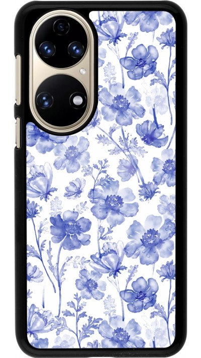 Huawei P50 Case Hülle - Spring 23 watercolor blue flowers