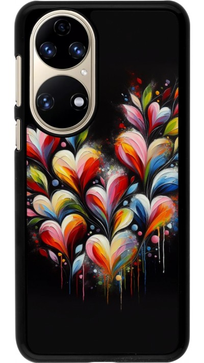 Coque Huawei P50 - Valentine 2024 Coeur Noir Abstrait