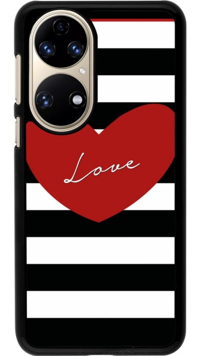 Coque Huawei P50 - Valentine 2023 heart black and white lines