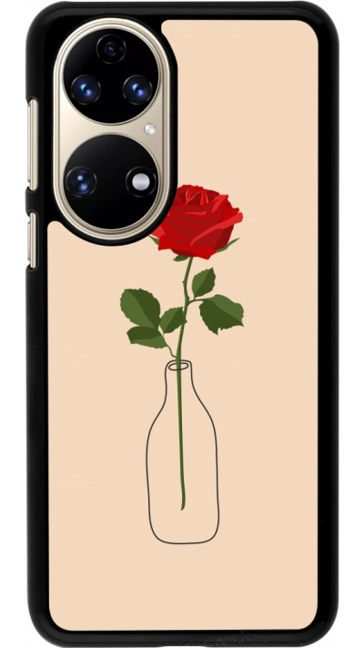 Coque Huawei P50 - Valentine 2023 single rose in a bottle