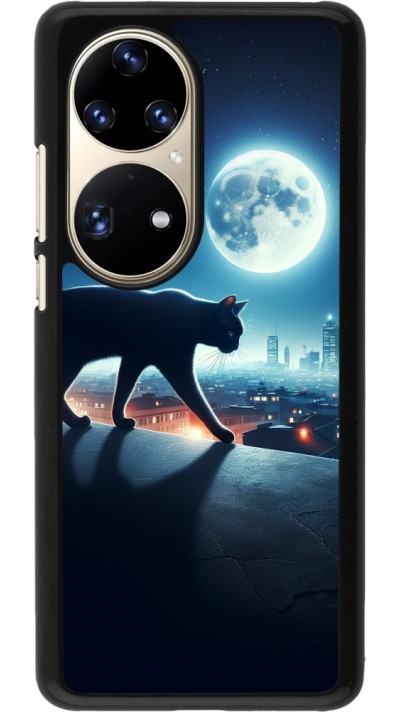 Huawei P50 Pro Case Hülle - Schwarze Katze unter dem Vollmond