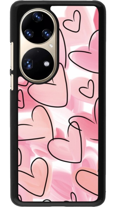 Huawei P50 Pro Case Hülle - Easter 2023 pink hearts