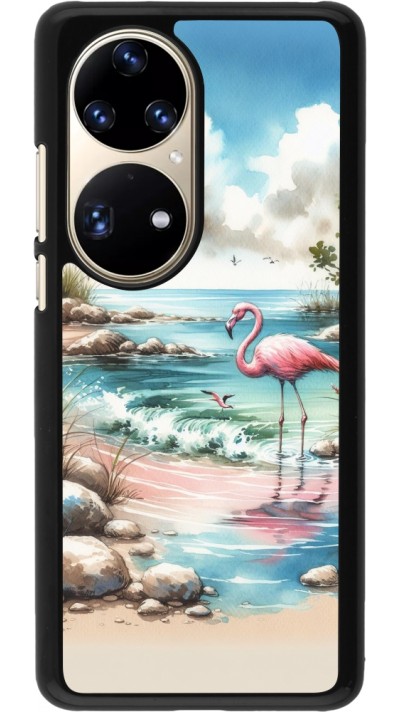 Huawei P50 Pro Case Hülle - Flamingo Aquarell