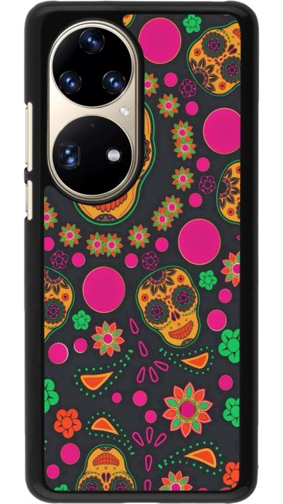 Huawei P50 Pro Case Hülle - Halloween 22 colorful mexican skulls