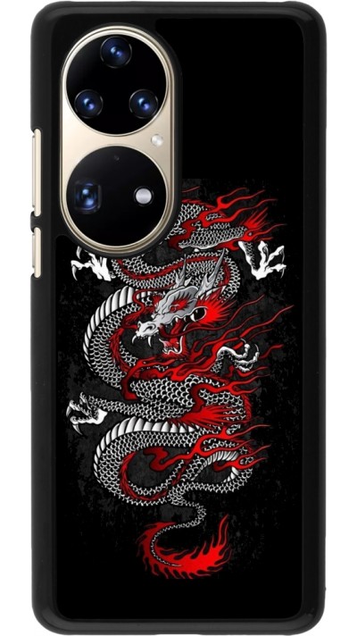 Huawei P50 Pro Case Hülle - Japanese style Dragon Tattoo Red Black