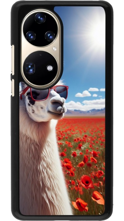 Huawei P50 Pro Case Hülle - Lama Chic in Mohnblume