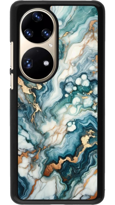 Huawei P50 Pro Case Hülle - Grüner Blauer Goldener Marmor