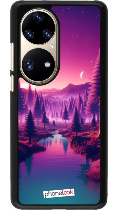 Huawei P50 Pro Case Hülle - Lila-rosa Landschaft
