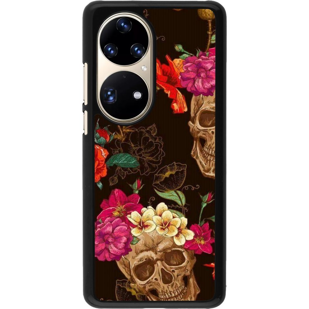 Hülle Huawei P50 Pro - Skulls and flowers