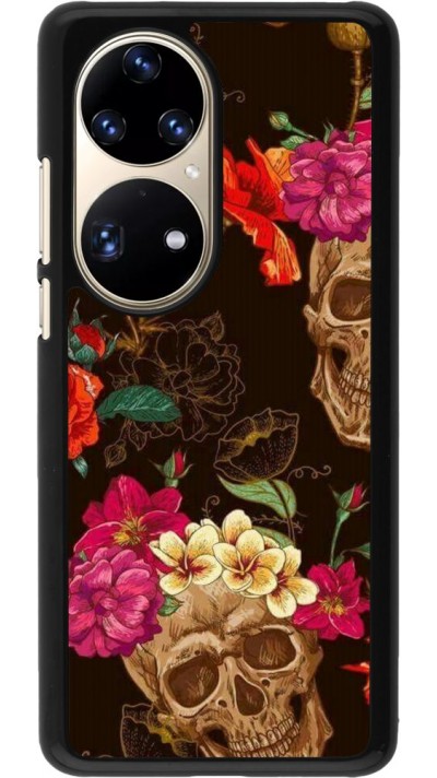 Coque Huawei P50 Pro - Skulls and flowers