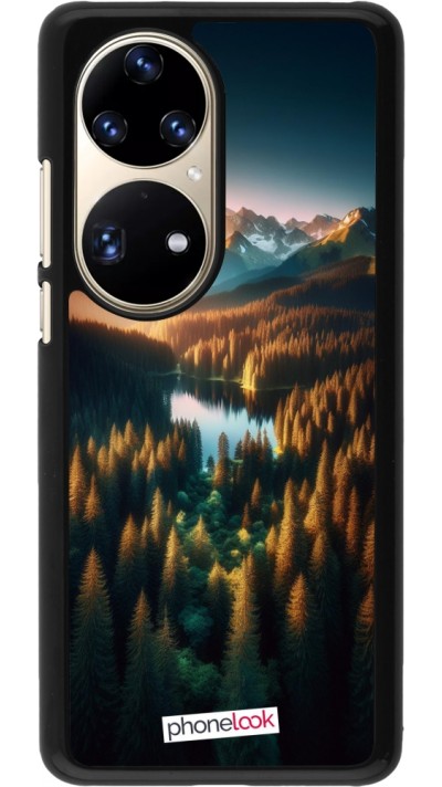 Huawei P50 Pro Case Hülle - Sonnenuntergang Waldsee