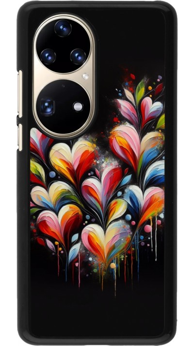 Coque Huawei P50 Pro - Valentine 2024 Coeur Noir Abstrait