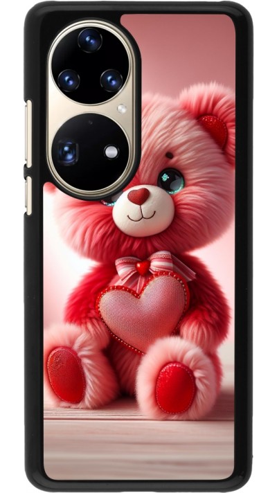 Huawei P50 Pro Case Hülle - Valentin 2024 Rosaroter Teddybär