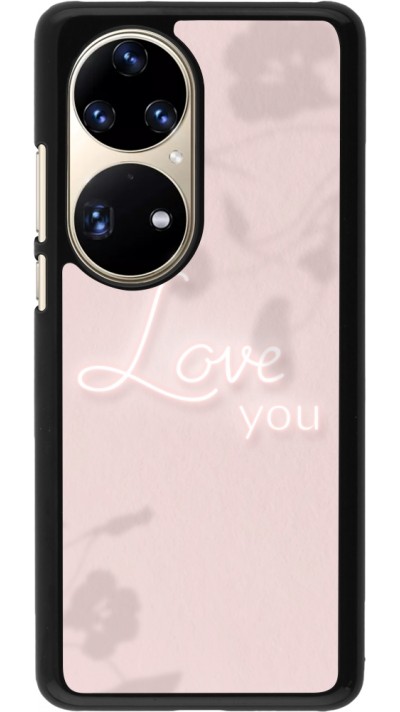 Coque Huawei P50 Pro - Valentine 2023 love you neon flowers shadows
