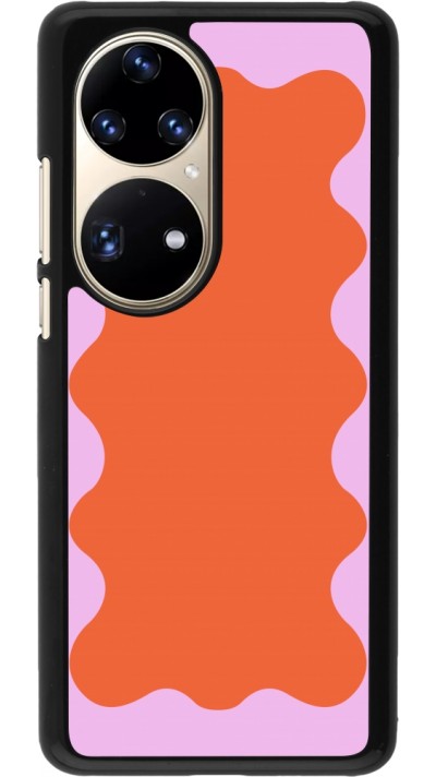 Huawei P50 Pro Case Hülle - Wavy Rectangle Orange Pink