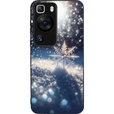 Huawei P60 Case Hülle - Silikon schwarz Schneeflocke Solar Glanz
