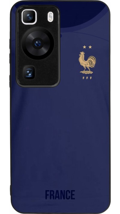 Coque Huawei P60 - Silicone rigide noir Maillot de football France 2022 personnalisable