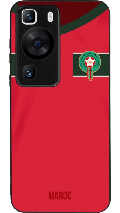 Coque Huawei P60 - Silicone rigide noir Maillot de football Maroc 2022 personnalisable