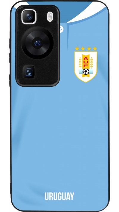 Coque Huawei P60 - Silicone rigide noir Maillot de football Uruguay 2022 personnalisable