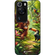 Huawei P60 Case Hülle - Silikon schwarz Tropischer Dschungel Tayrona