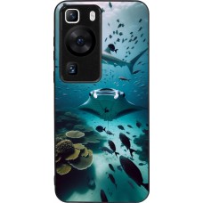 Coque Huawei P60 - Silicone rigide noir Manta Lagon Nettoyage