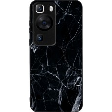 Coque Huawei P60 - Silicone rigide noir Marble Black 01