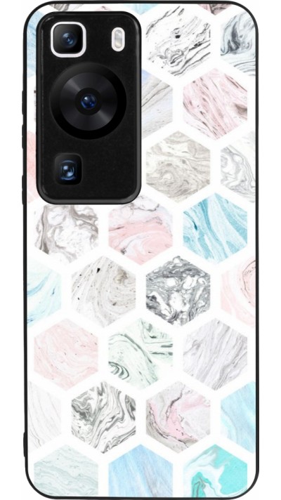 Coque Huawei P60 - Silicone rigide noir Marble Everything
